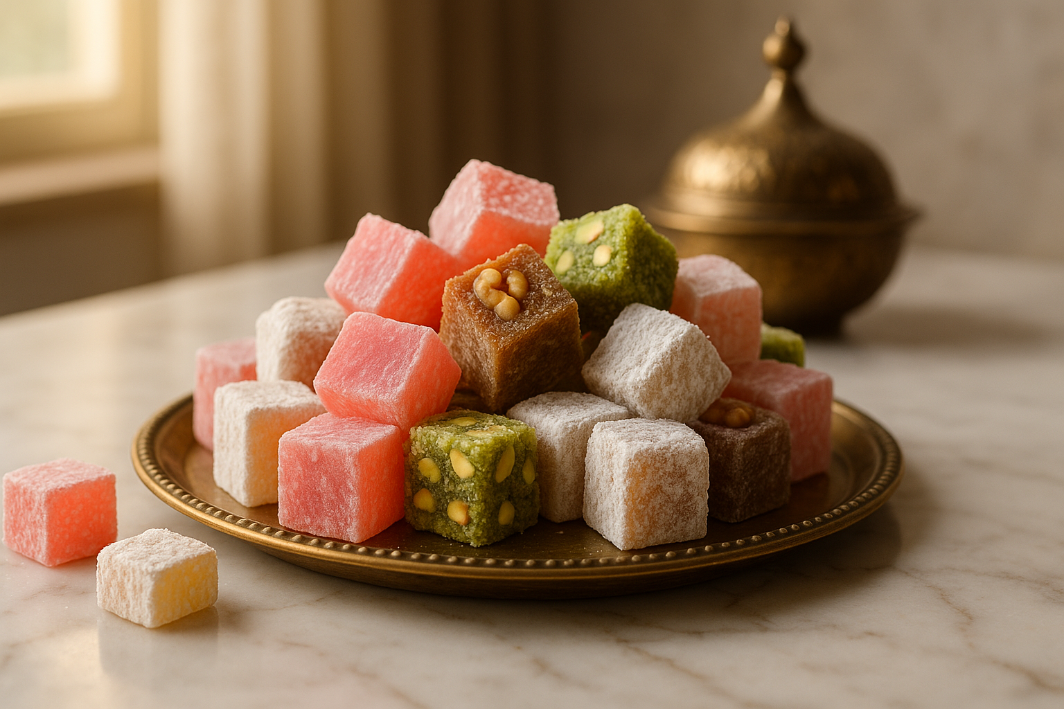 Renkli Turk lokumu cesitleri